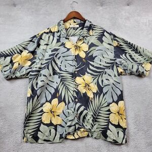 Vintage Tommy Bahama Hawaiian Shirt Mens XL Floral Silk Camp Light Beach Cruise